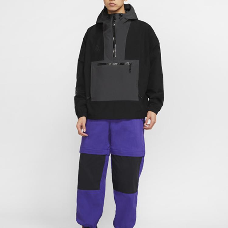 Nike Куртка мужская ACG Gore-Tex Paclite Half-Zip с капюшоном и длинными рукавами, черная CK7235-010