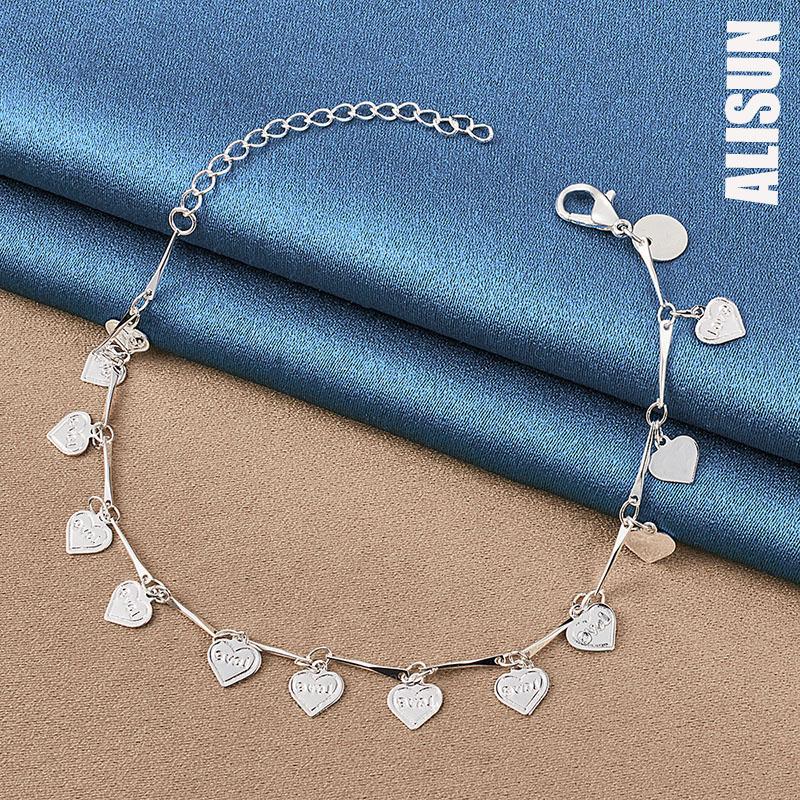 925 Silver Heart-shaped Pendant Bracelet Fashionable Wedding Jewelry