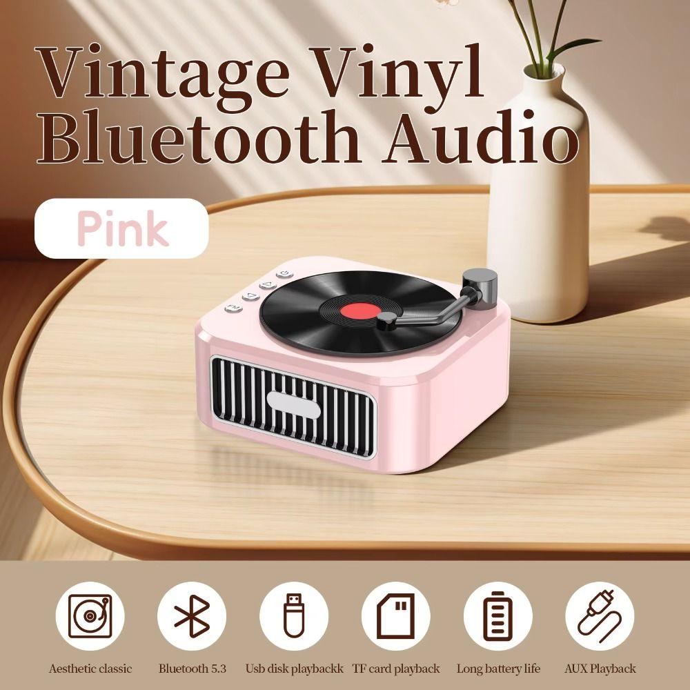 Виниловый проигрыватель с насыщенными басами, Hi-Fi звук, водонепроницаемый, мини-беспроводной Bluetooth-динамик, USB-интерфейс, ностальгический портативный динамик