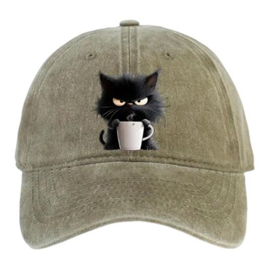 Бейсболка с кошачьим узором, регулируемый солнцезащитный козырек, изогнутые поля, солнцезащитная шляпа, унисекс, хип-хоп, повседневный стиль, выстиранная кофейная кепка