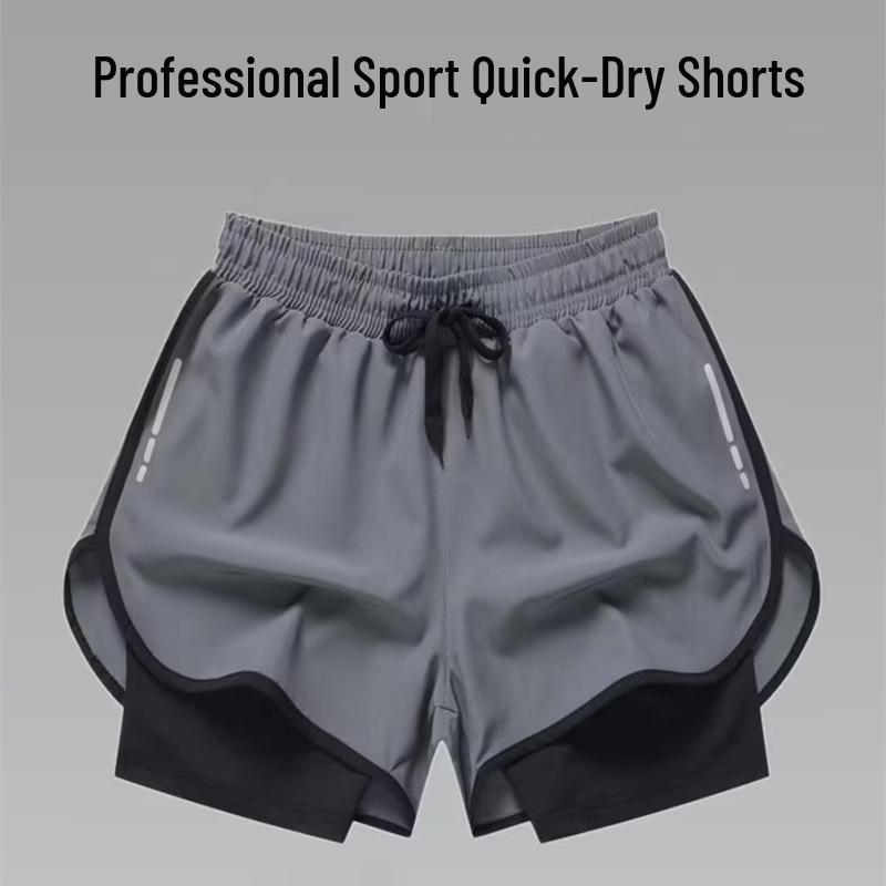 Men's Quick-Dry Swim Trunks: Flat-Leg, Double-Layer, Anti-Exposure Shorts