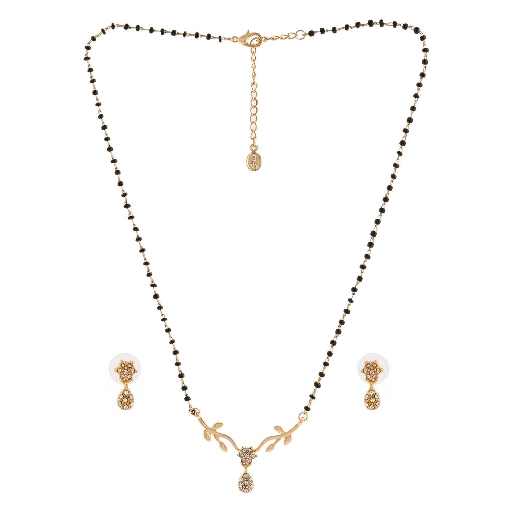 Комплект ожерелья Estele с позолоченным цветком и подвеской Mangalsutra для женщин