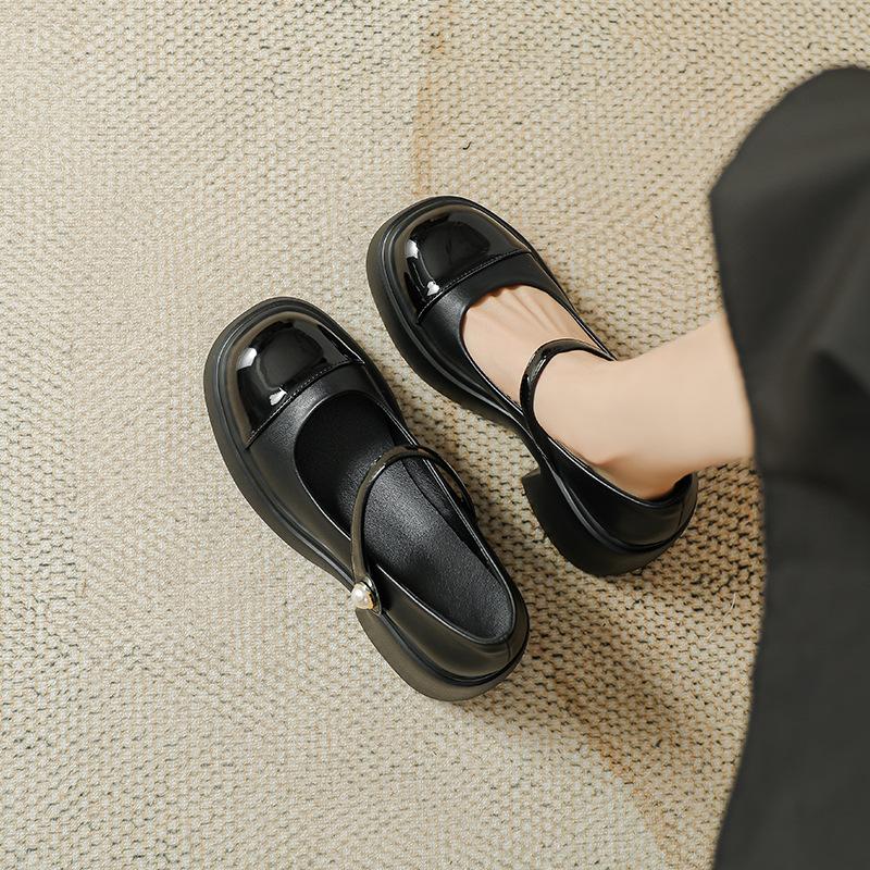 Туфли Мэри Джейн на толстом каблуке в стиле ретро Сяосянфэн, женские весенние новые туфли на толстой подошве, на подошве-маффин, японские одинарные туфли, универсальные маленькие кожаные туфли