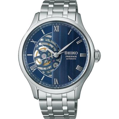 Мужской SARY253 (PRESAGE Japanese Garden Mechanical Мужская металлическая группа) Круглые часы серебряные аналоговые