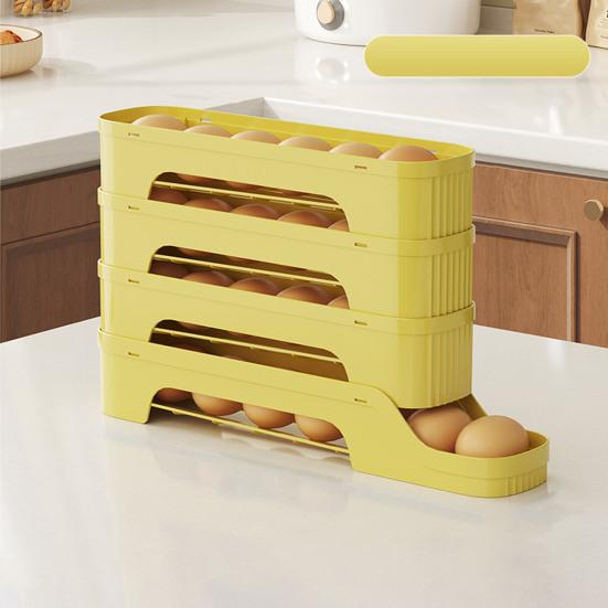 Ящик для хранения яиц, органайзер для холодильника, большая вместимость, 4 яруса, экономящий место, автоматический вращающийся холодильник, органайзер для яиц, дозатор яиц