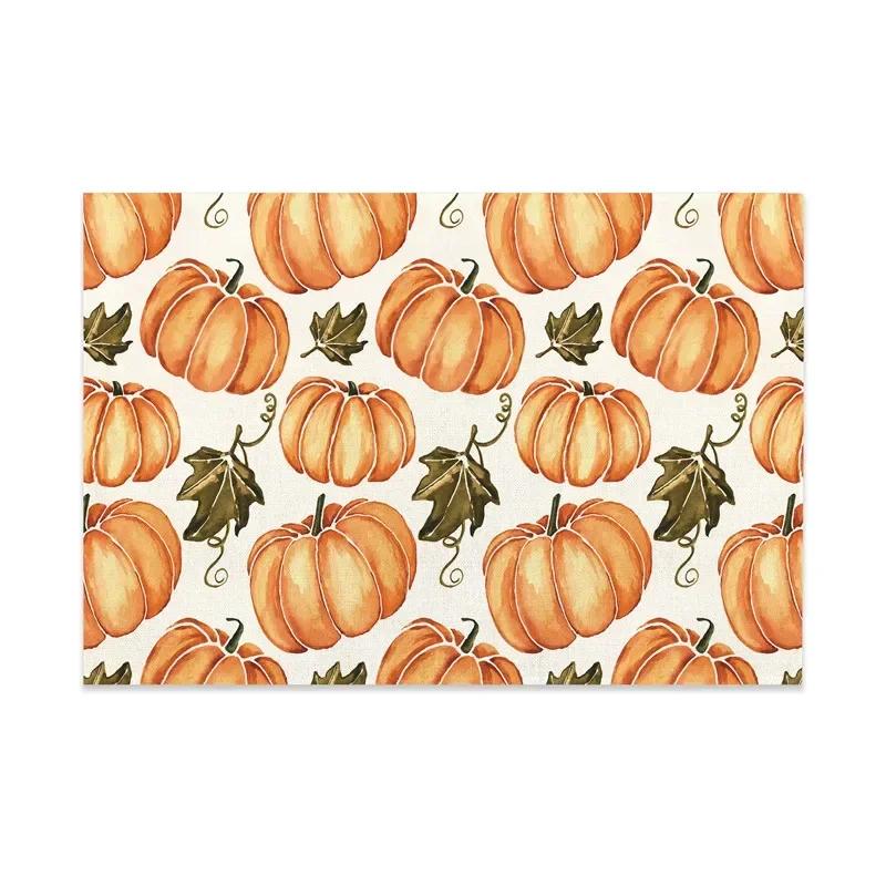 Happy Fall Sunflowers Pumpkins Dwarfs Maple Leaves Placemats For Dining Table Kitchen Linen 1PC 30x45CM