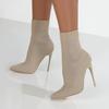 Роскошные женские носки, женская обувь из эластичной ткани, женские ботильоны с острым носком на высоком каблуке, сексуальные ботинки челси без шнуровки на каблуке, размер