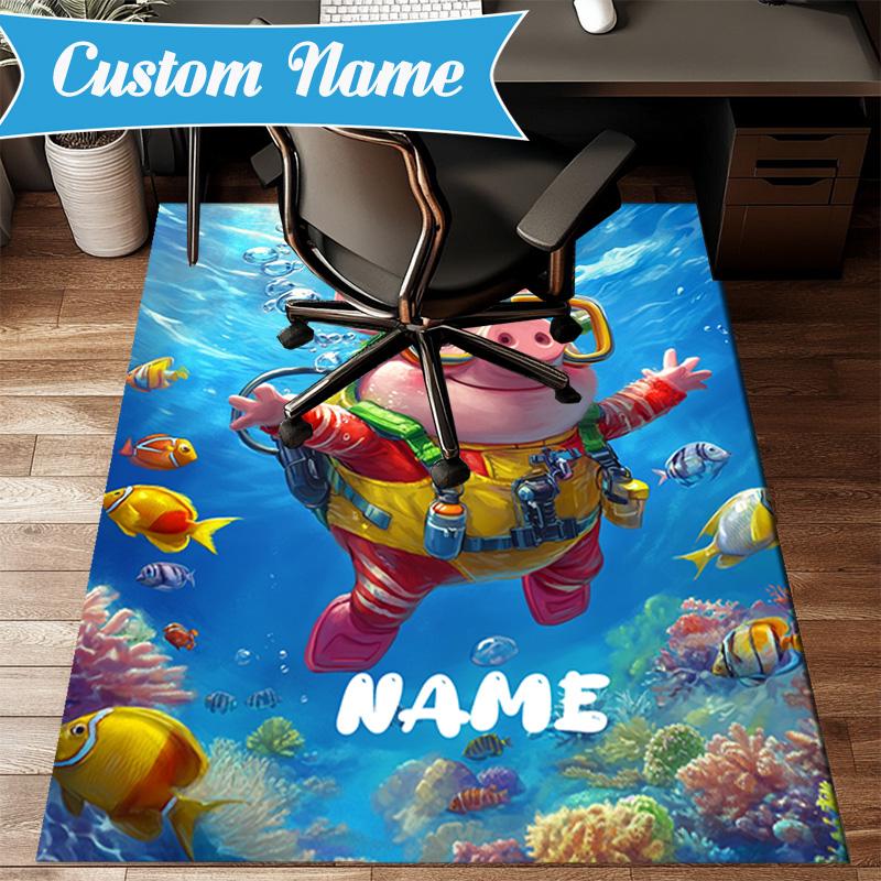 Custom Name Princess Pig's Royal Adventure Rug Game Carpet, Floor Mat for Bedroom Living Room Entryway Rug, Home Decor Gift for Christmas birthday