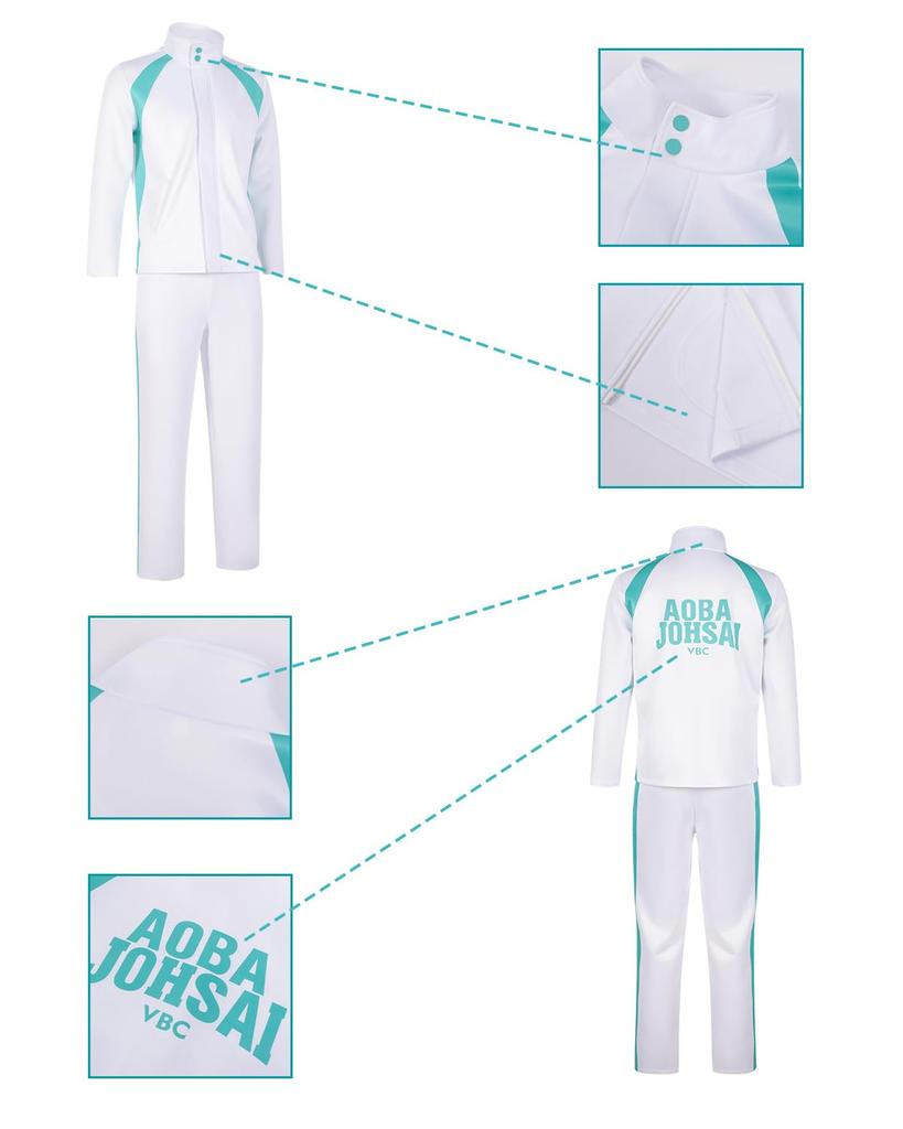 Aoba Johsai High School Cosplay Featuring Oikawa Kindaichi Kunimi Hanamaki Matsukawa Yahaba Watari and Kyotani Long Sleeve Student Unisex Costume
