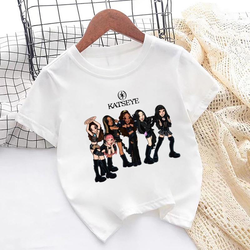 Katseye Print Fashion Kids T shirt Girls New Summer Streetwear Tops Casual Baby Boys Clothes Children Short Sleeve T-shirts