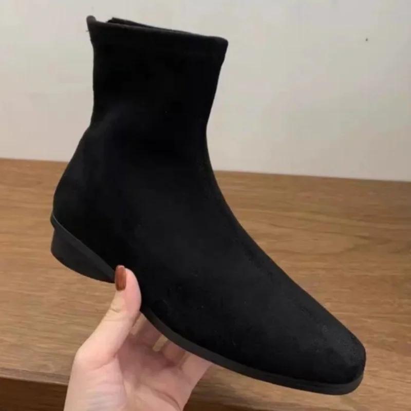 Леопардовые высокие каблуки ботильоны женские замшевые туфли с квадратным носком 2025 тренд челси короткие плюшевые теплые сексуальные массивные ботинки женские