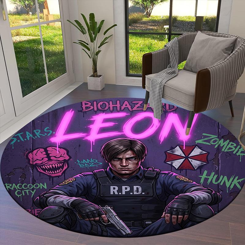 Resident Evil Round Area Rug Carpet Rug For Living Room Bedroom Sofa Playroom Decor Nonslip Floor Mat