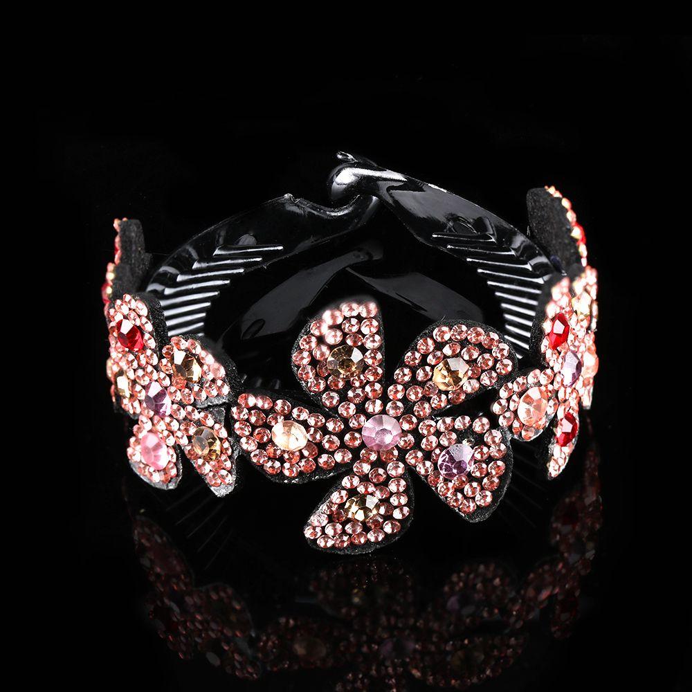 Expanding Bun Maker Bird Nest Twist Clip Rhinestone Hairpins Flowers Hair Clips Crystal Hair Claw