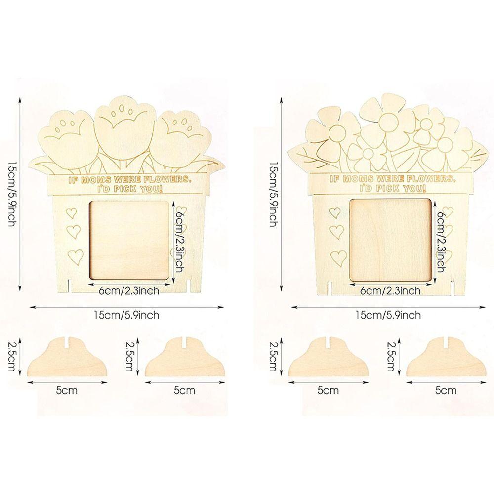 Unfinished Wooden Picture Frame Handmade Art Color Your Own DIY Photo Frame Romantic Flower Mother's Day Frame Mother's Day Gift
