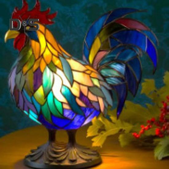 Витражная настольная лампа с изображением животных на батарейках, винтажный ночник с изображением животных для дома, офиса, спальни, детской комнаты, прикроватная настольная лампа