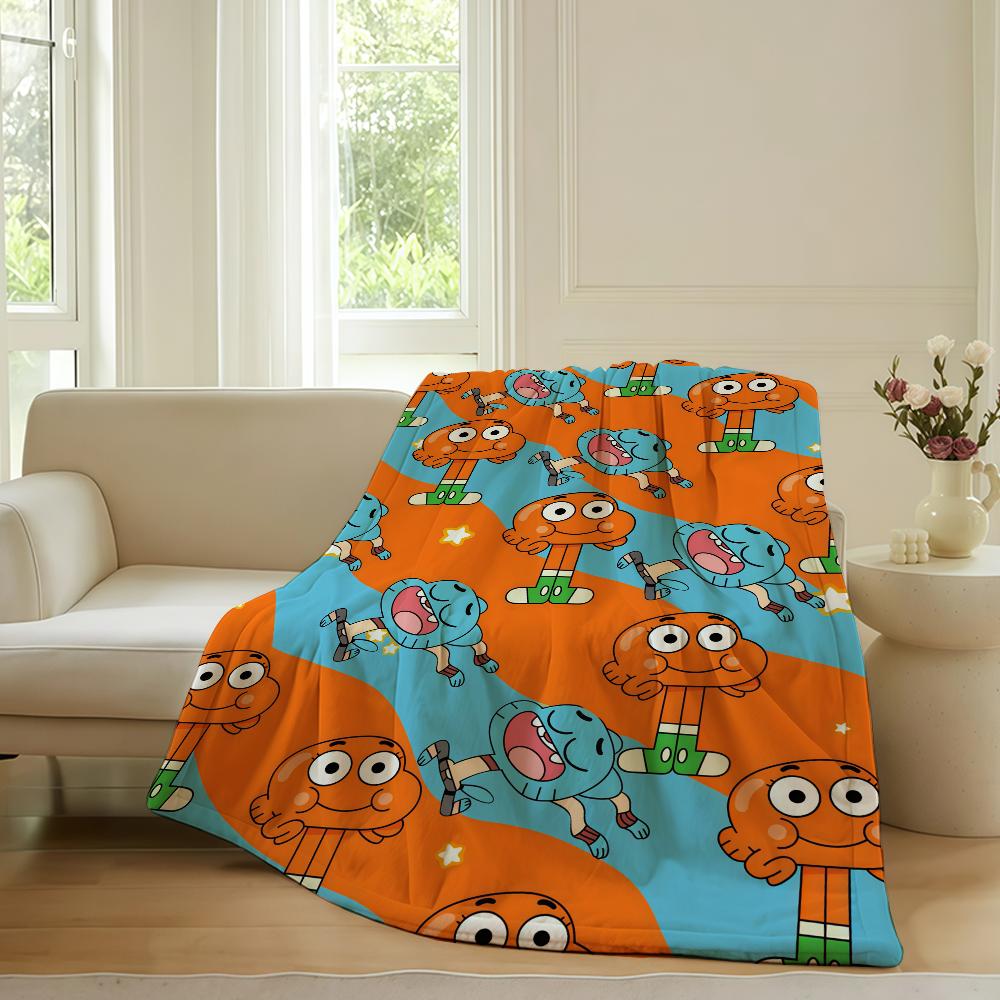 Мультяшное одеяло The Amazing World of Gumball для дивана, офиса, кровати, самолета, путешествий, сна, чтения, отдыха, кемпинга. Мягкое и теплое