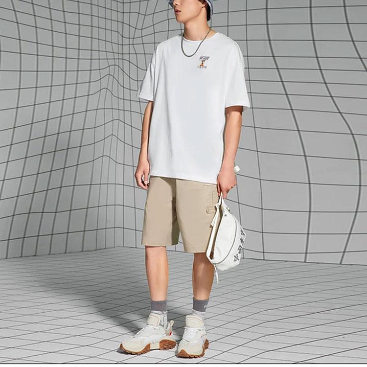 Li Ning X Bored Ape Collaboration SS22 мультяшный узор маленький логотип свободная футболка с коротким рукавом унисекс топы белые AHSSD75-2