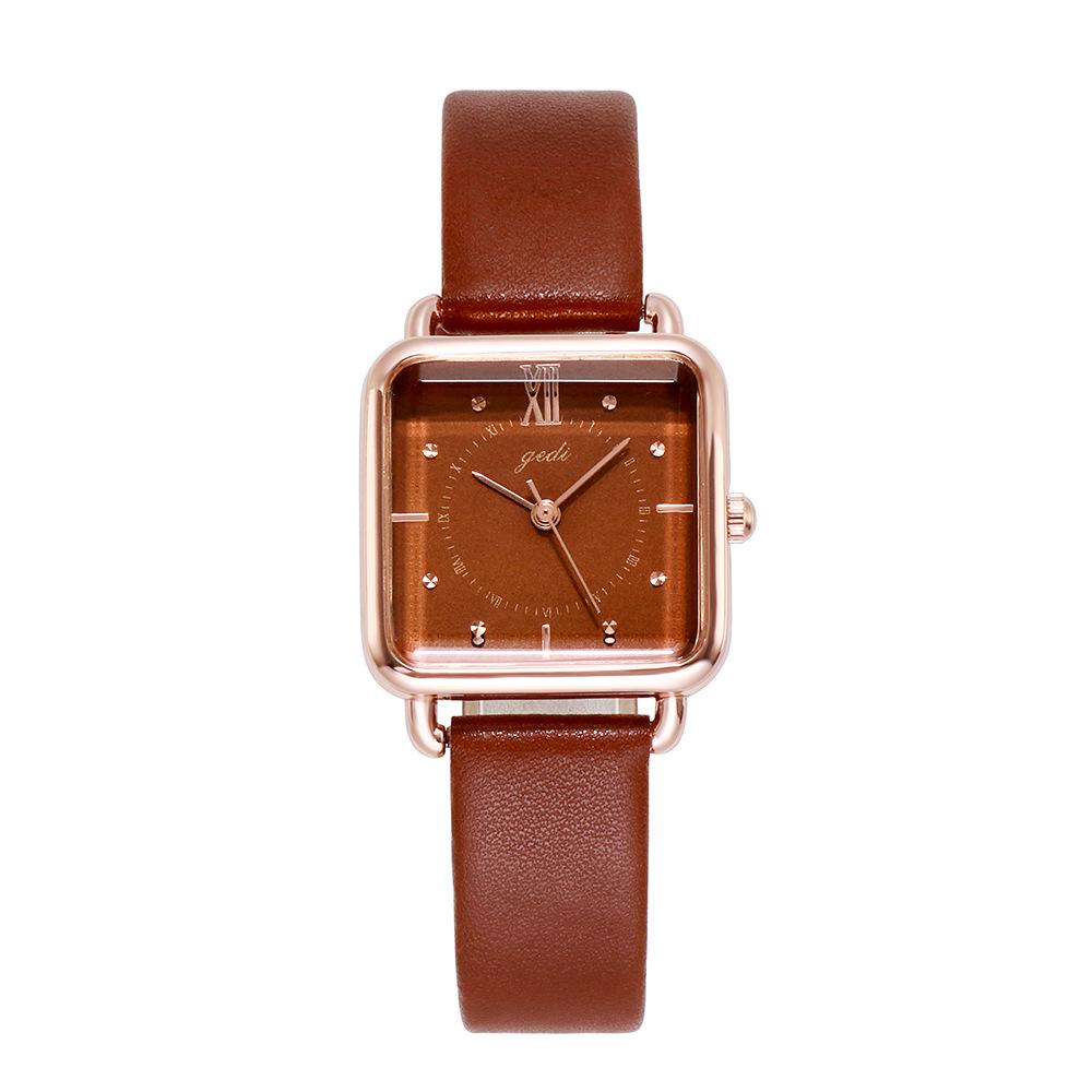 Простые и модные квадратные кварцевые часы для студентов, повседневные женские часы на пояс