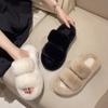 Internet Celebrity Popular Fluffy Shoes Women Wear 2025 Summer New Autumn Fashion Go Out Thick Soled Fluffy Cotton Slippers