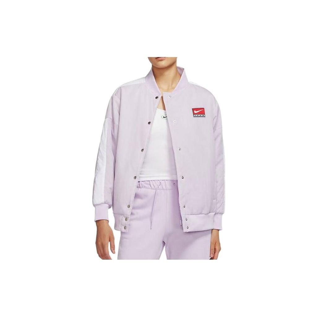 Nike Logo Patch Single Button V-Neck Jacket Women Jacket Light-Purple DQ6610-530
