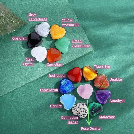 20 шт., набор драгоценных камней в форме сердца, романтические натуральные настольные любовные камни, украшение, кварцевый набор целебных камней, чакра