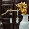 Новые китайские антикварные длинные серьги с бахромой и бусинами, этнические аксессуары фэн-шуй, подвески, аксессуары для Ханьфу, без зажимов для ушей