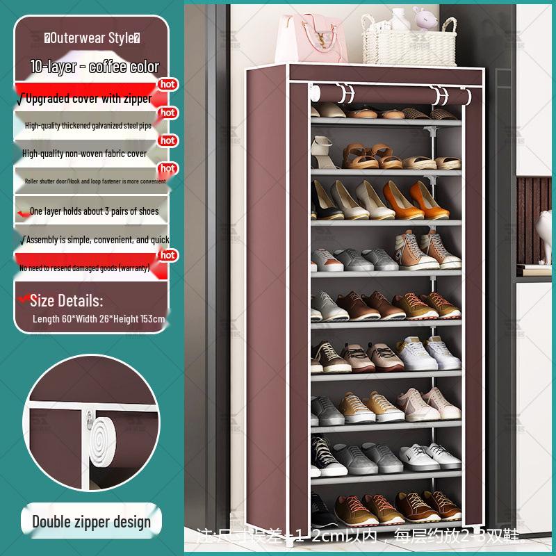 Multi-Layer Indoor Shoe Rack with Curtain