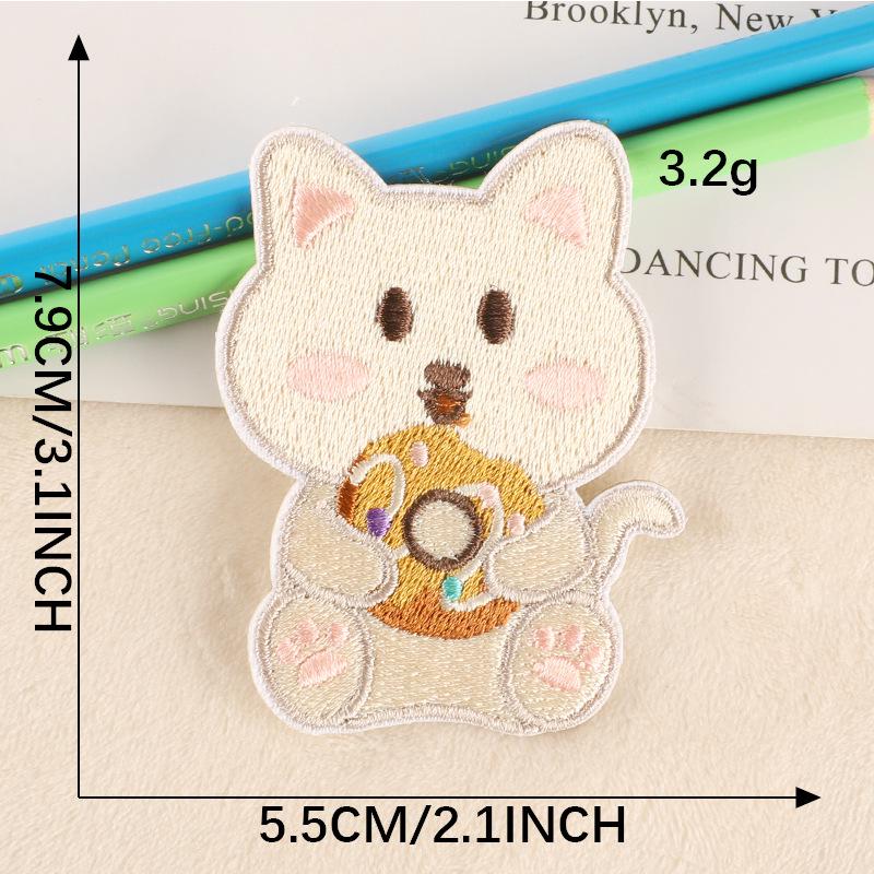 Нашивка с вышивкой в виде мультяшного аниме-кота - самоклеящаяся нашивка - аксессуар для одежды своими руками