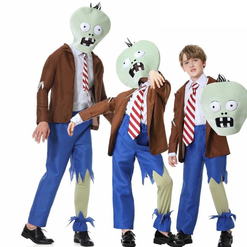 Костюм зомби для взрослых и детей на Хэллоуин с дизайном Plants Vs Zombies Высококачественная хлопковая ткань