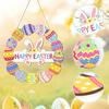 Yousheng Wooden Easter Door Wreath for Front Door Happy Easter Bunny Eggs Porch Sign for Spring Window Wall Hanging Decor