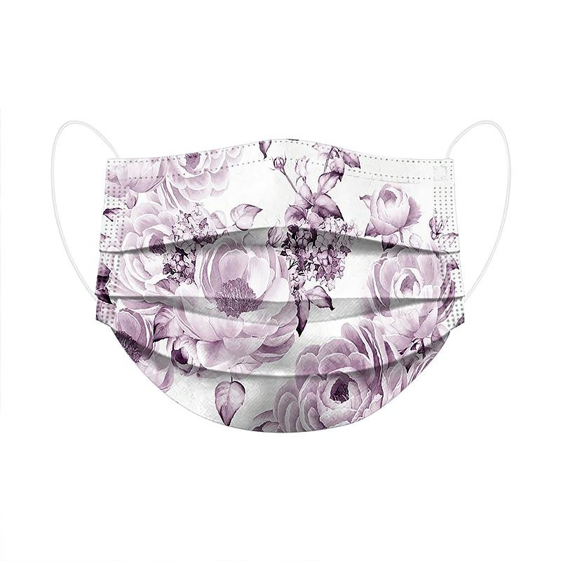 50 шт. фильтрующая маска для лица дышащая с цветочным принтом 3 слоя взрослая пыленепроницаемая маска для рта трехслойная защитная