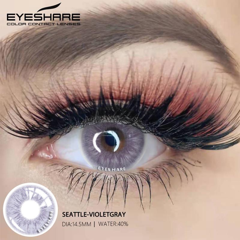Eyeshare Цветные контактные линзы, последняя модель, звездно-голубые линзы, розовые, шоколадного цвета, фиолетово-серые линзы, изумрудно-зеленые линзы, 1 пара