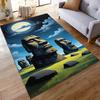 Easter Island Moai Statues Under Full Moon Rug Non-slip rug suitable for living room and bedroom sofas.