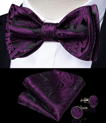 Мужской шелковый галстук-бабочка, регулируемый синий галстук-бабочка, набор запонок с цветочным принтом пейсли