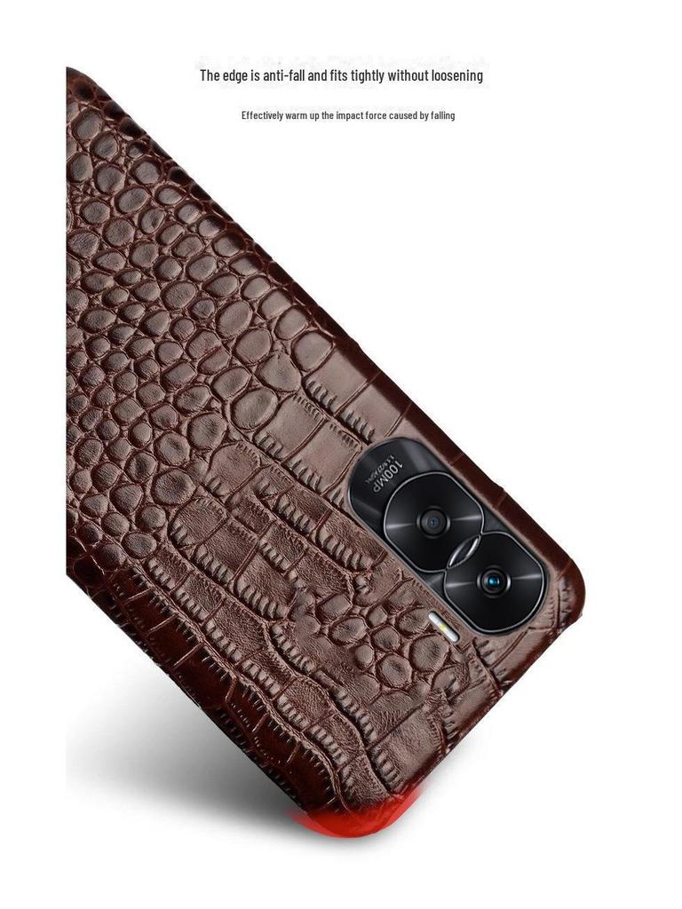 Compatible Honor Play Phone Case: Cowhide Crocodile Pattern, Genuine Leather, Half-Cover for Play 40, 30Plus, and 20Pro Models.