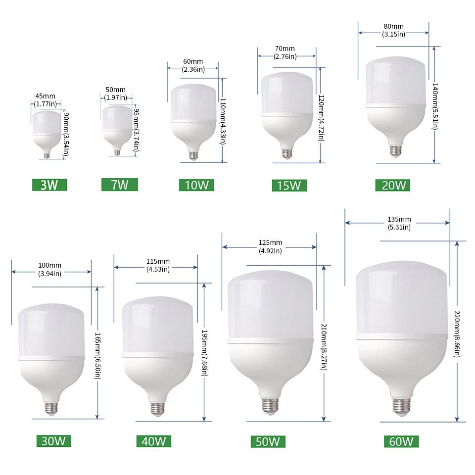 4-10 шт. Светодиодная лампа переменного тока 220 В E27 светодиодная лампа 60 Вт 50 Вт 40 Вт 30 Вт 20 Вт 15 Вт 10 Вт 7 Вт 3 Вт Lampada светодиодная лампа Bombilla прожектор освещение лампа