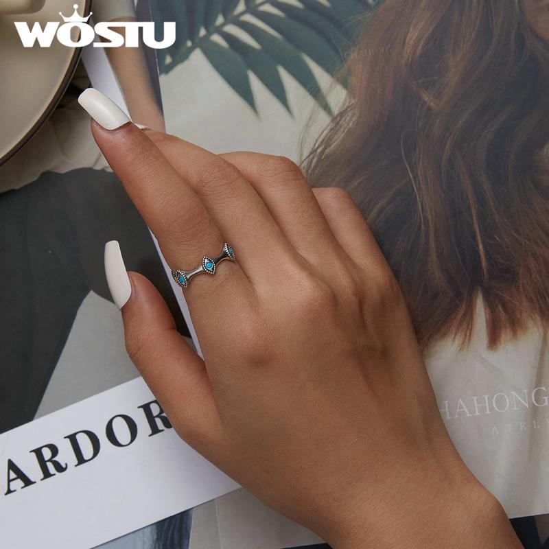 WOSTU Кольцо «Глаза дьявола» из стерлингового серебра 925 пробы для женщин, размеры 6-8, модный свадебный подарок, кольца вечности, бирюзовые Anillos
