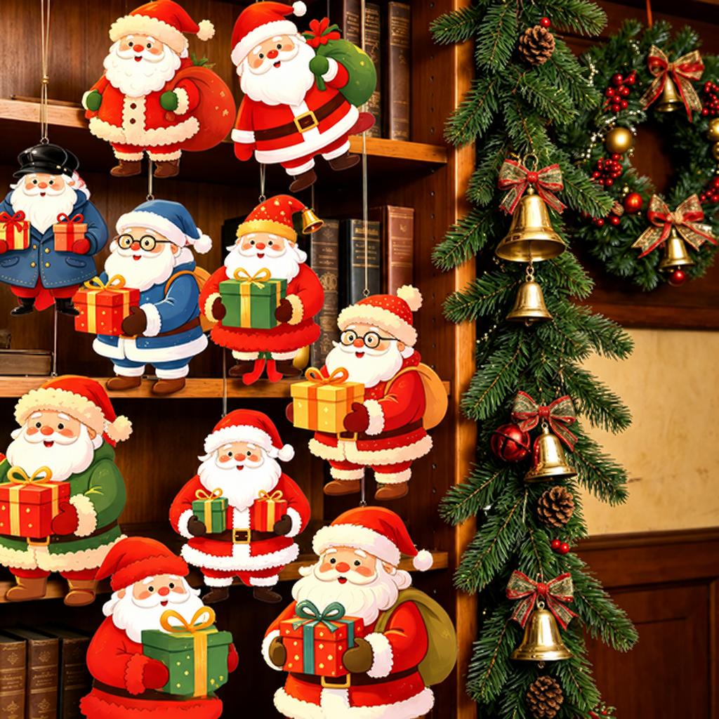 Whimsical Wooden for Christmas Ornaments 10-Piece Set Various Poses Cute Hanging Decorations Tree Home Decor Gift Tags