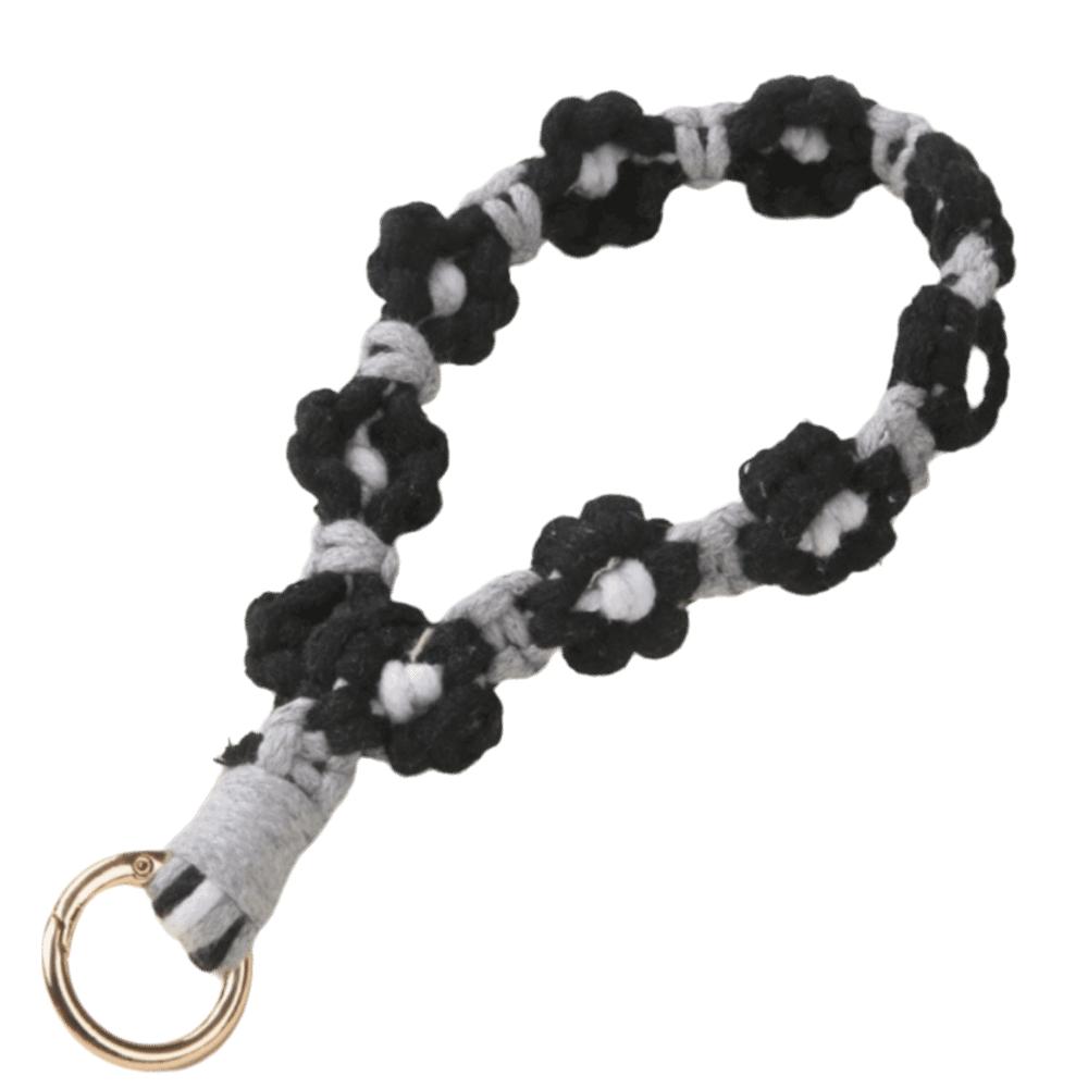 Daisy Flower Phone Wristband Cotton Rope Daisy Flower Keyring Boho Style Phone Lanyard Phone