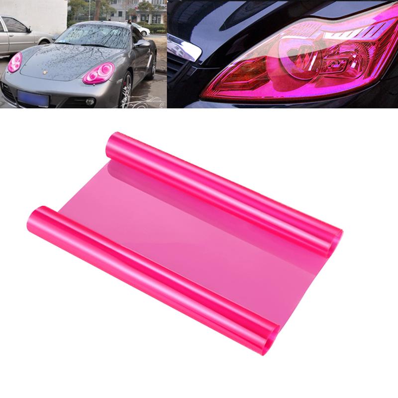 30 ×120CM Self Adhesive Headlights Tail Lights Fog Lights Tint Vinyl Film (Pink)