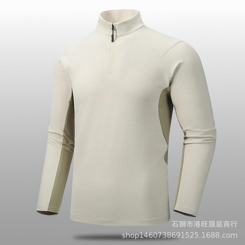 Mens Stand Collar Half-Zip Hoodie Long Sleeve Outdoor Sport Sweatshirt Hiking Running Casual Wear