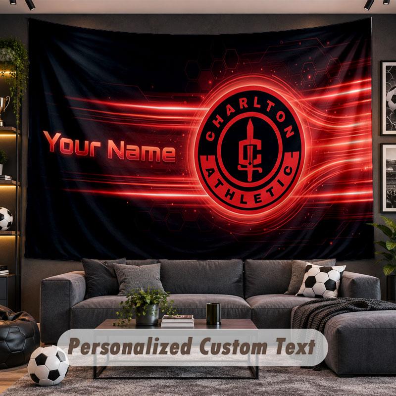 Wall Hanging Tapestry Custom NameCharlton Athletic Pattern Personalized Printed Fabric Wall Decor