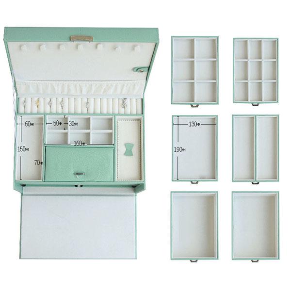 Женская многослойная шкатулка для драгоценностей, однотонная большая емкость, серьги и ожерелья, украшение, деревянная коробка для хранения