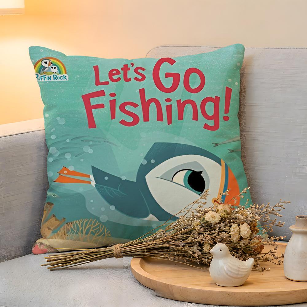 Cushion Cover Linen SkinFriendly Soft Decorative Case for Sofa Home Decor Kwaii Puffin Rock PPreschool Pillow cover