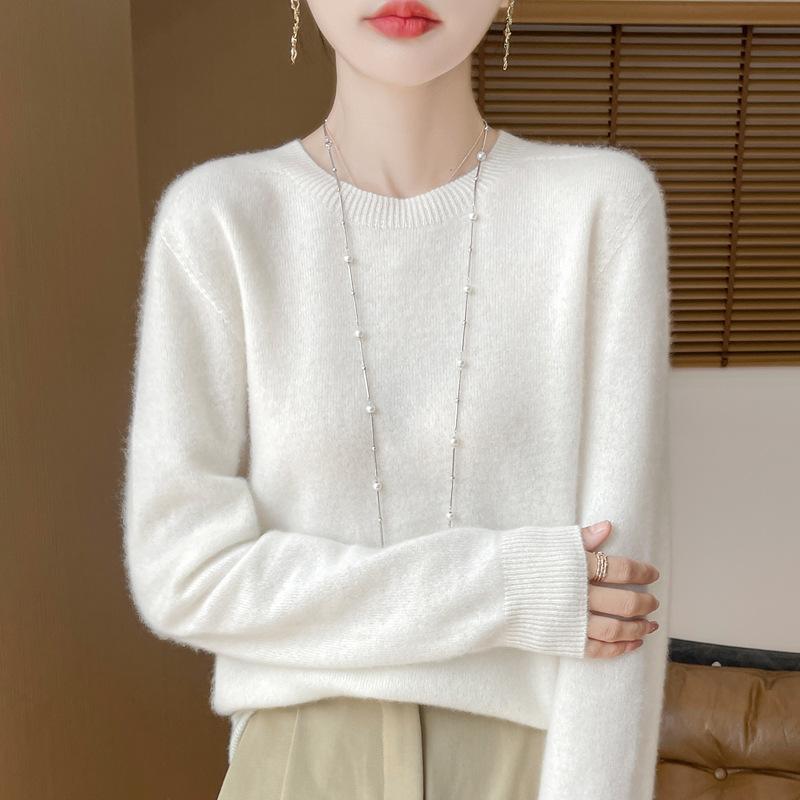 INDFS Женская мода Повседневный Осень Зима Однотонный Принт Длинный Рукав О-Образным Вырезом Свитера