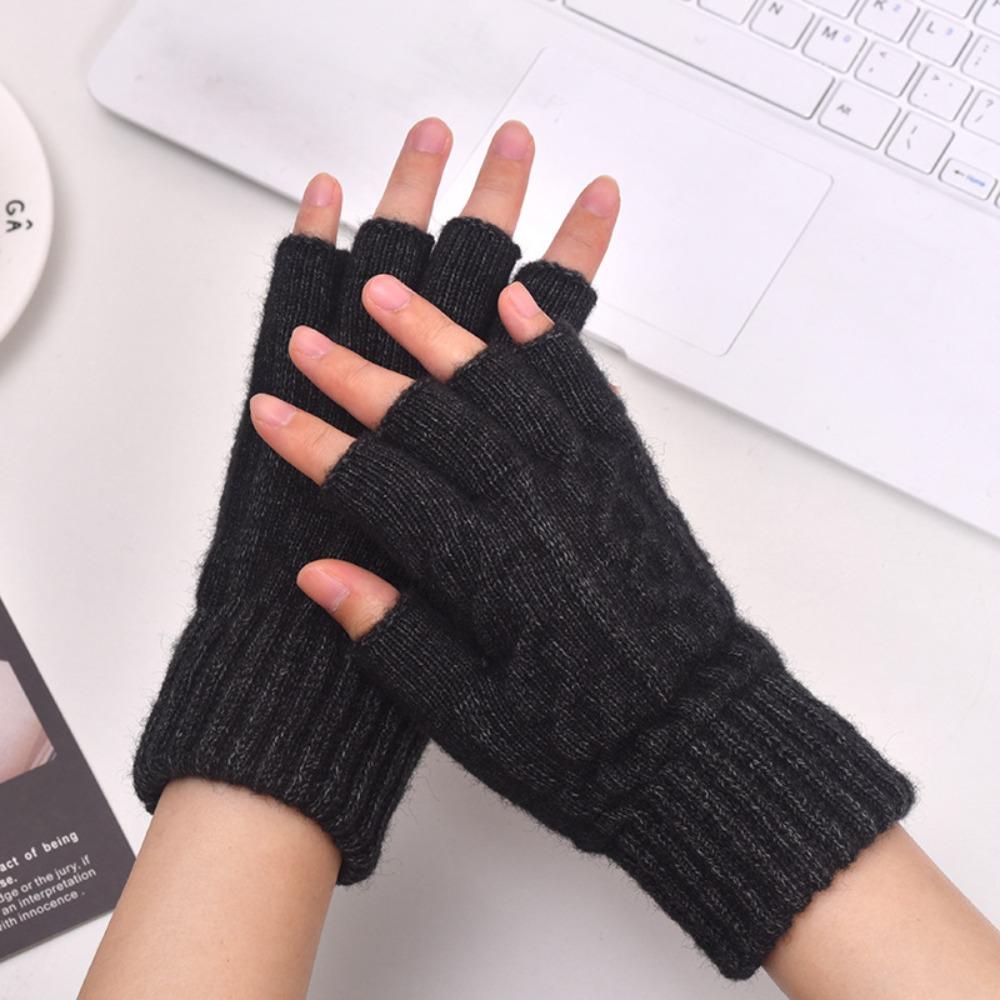 Thick Fingerless Glove Solid Color Mittens High Quality Half Finger Gloves Winter Outdoor