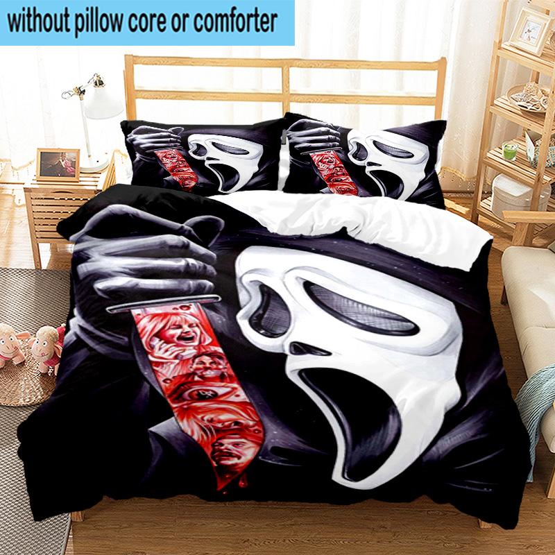 1PC Scr-eam Horror Movie 3pcs Bedding,Including 1pc Duvet Cover And 2pcs Pillowcases Perfect for Christmas,Ideal for Bedroom, Dormitory
