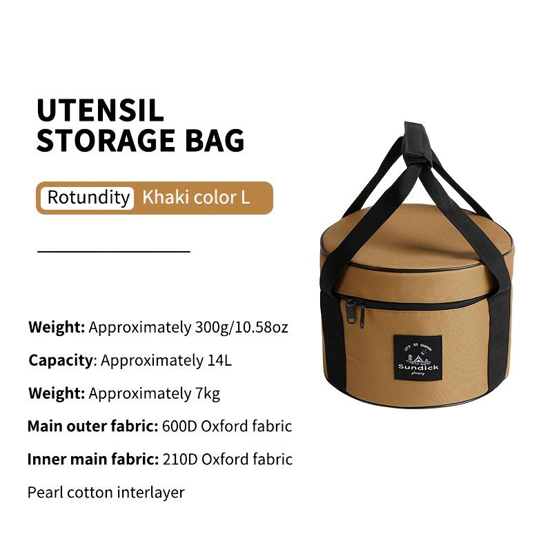 Padded Camping Cookware Storage Bag 9L/14L Shockproof Round Utensil Carry Bag Pot Pan Organizer for Outdoor Hiking Picnic