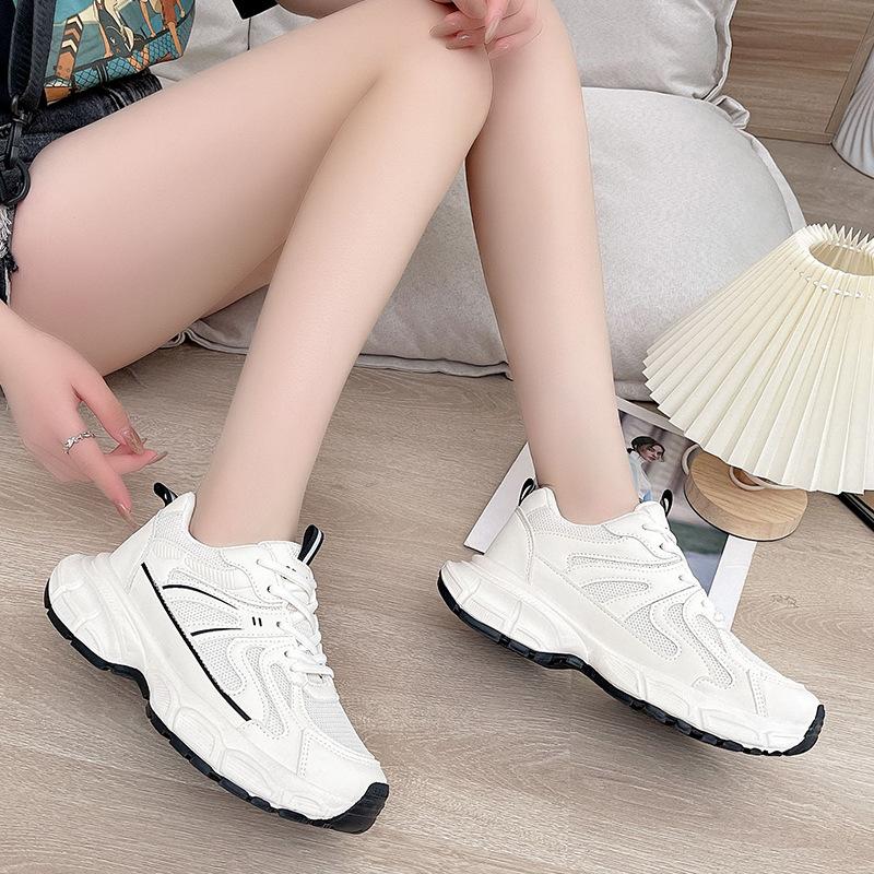 Туфли на толстой подошве для женщин, сетчатые дышащие, на высокой платформе, для бега, повседневные, женская мода, простые, на все случаи жизни, осенние