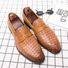 Fashion Luxury Brand Men's Shoes Moccasins Loafer Shoes Men Casual Leather Weave Pattern Slip On Shoes Mens Dress Shoes Platform Shoes